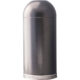 Steel Round Trash Can with Dome Top, 15 Gallon, Silver Vein