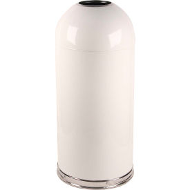 Monarch Steel Round Trash Can with Dome Top, 15 Gallon, White