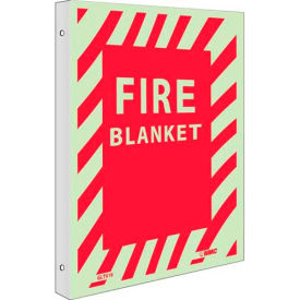 Fire Sign, Fire Blanket, 12" x 9", 6 Hour Glow Rigid Plastic