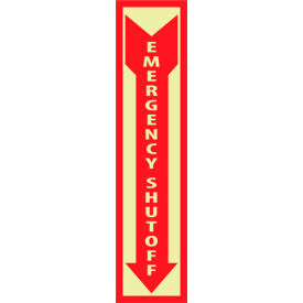 Fire Safety Emergency Shut Off Sign, 6 Hour Glow, Rigid Plastic, 4"W x 18"H