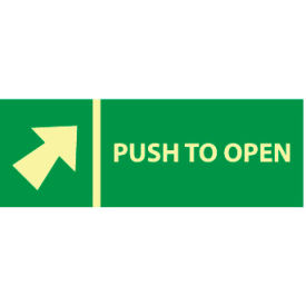Glow Sign Vinyl - Push Bar To Open(w/ Arrow)