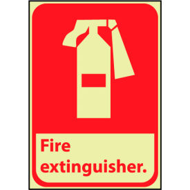 Fire Extinguisher Sign, 6 Hour Glow, Vinyl, 7"W x 10"H