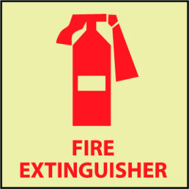 Fire Extinguisher Sign, 6 Hour Glow, Vinyl, 7"W x 7"H
