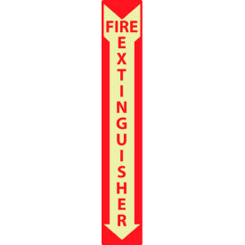 Glow Fire Extinguisher Sign, 6 Hour Glow, Vinyl, 4"W x 24"H