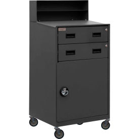 Mobile Cabinet Desk, 2 Lockable Drawers, 23"W x 20"D, Gray