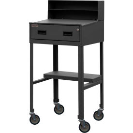 Sloped Mobile Open Base Shop Desk with Pigeonhole Riser, 23" Width x 20" Depth, Color: Gray