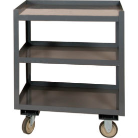 Mobile Shop Desk, 3 Shelves, 30"W x 24"D x 36"H, Gray