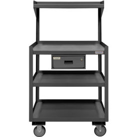 Mobile Shop Desk, Drawer, 4 Shelves, 24"W x 20"D, Gray
