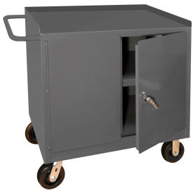 Mobile Bench Cabinet, 2 Locking Doors, Shelf, 42-1/8"W x 24-1/4"D, Gray