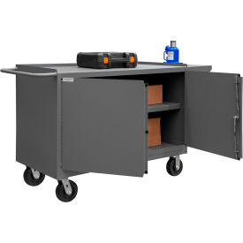 Durham Mfg. Mobile Service Bench Cabinet, Steel Square Edge, 66-1/8"W x 24-1/4"D