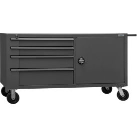 Mobile Service Bench, 1 Shelf, 8 Drawers, 66-3/8"W x 33-7/8"D, Gray