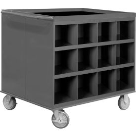 Two Sided Mobile Service Cart, 24 Compartments, 34"W x 24"D x 30"H, Gray
