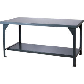 Workbench W/ Steel Square Edge & Shelf, 60"W x 36"D, Gray