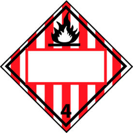 Dot Flammable Solid 4 Placard Sign, Vinyl