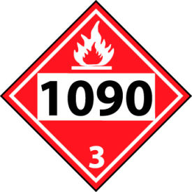 NMC Dot Four Digit 1090 Placard Sign, Pressure Sensitive Vinyl