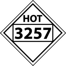 Dot Four Digit Hot 3257 Placard Sign, Rigid Plastic