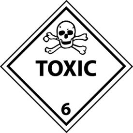 Dot Toxic 6 Placard Sign, Rigid Plastic