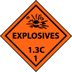 Dot Explosives 1.3C 1 Placard Sign, Rigid Plastic