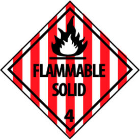 Dot Flammable Solid 4 Placard Sign, Rigid Plastic