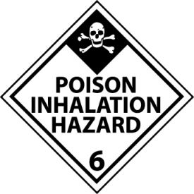 Dot Poison Inhalation Hazard 6 Placard Sign, Rigid Plastic