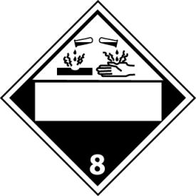 Dot Corrosive 8 Blank Placard Sign, Rigid Plastic