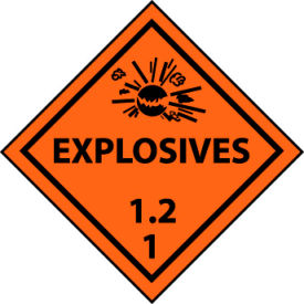 Dot Explosives 1.21 Placard Sign, Rigid Plastic