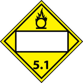 Dot Oxidizer 5.1 Blank Placard Sign, Rigid Plastic