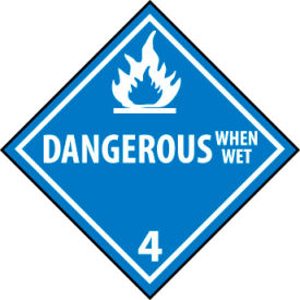 Dot Dangerous When Wet Placard Sign, Rigid Plastic
