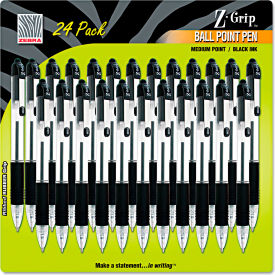 Retractable Ballpoint Pen, Black Ink, Medium, 24/Pack
