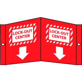 Facility Visi Vinyl Sign, Lock-Out Center, 8-3/4"W x 5-3/4"H, Gray, White