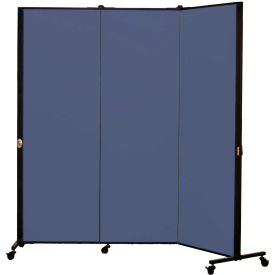 Portable Medical Privacy Screen, 3-Panel, Vinyl Blue Tide