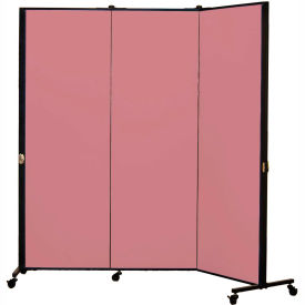 Portable Medical Privacy Screen, 3-Panel, Vinyl Raspberry Mist