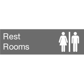 Engraved Sign - Rest Rooms - Gray