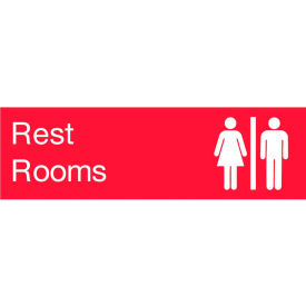Engraved Sign - Rest Rooms - Red