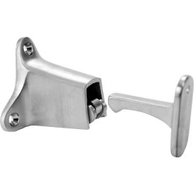 Door Holder, 3-1/2"Projection, Brass, Brushed Chrome