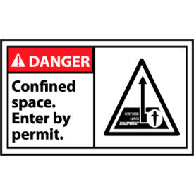 Graphic Machine Labels - Danger Confined Space Enter By Permit