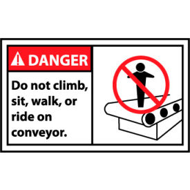 Graphic Machine Labels - Danger Do Not Climb, Sit, Walk Or Ride On Conveyor