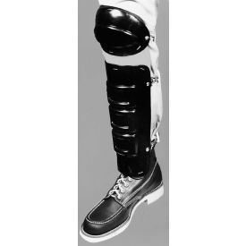 Safety Knee-Shin Guards, Elastic Straps, Polyethylene Plastic, Black, 12"L x 6-1/2"W, 1 Pair