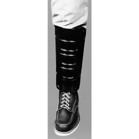 Safety Shin Guards, Elastic Straps, Polyethylene Plastic, Black, 14"L x 5"W, 1 Pair