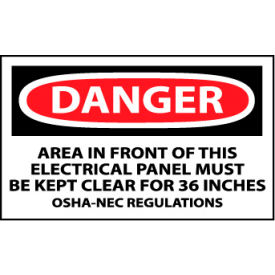 Machine Labels - Danger Area In Front Of This Electrical Panel