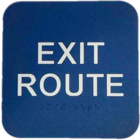 Exit Route ADA Sign, 6" x 9", Blue With Raised White Lettering