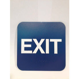 Exit ADA Sign, 6" x 9", Blue With Raised White Lettering