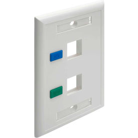2-Port Keystone Faceplate, Single Gang, ID Labels, White, TAA