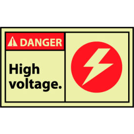 OSHA Machine Labels w/ Graphic, Danger High Voltage, Vinyl Glow, Pack of 5