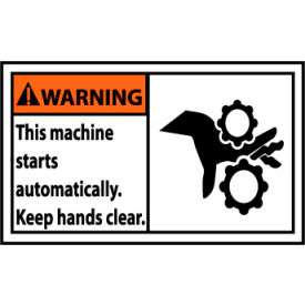 Graphic Machine Labels - Warning This Machine Starts Automatically, 5 Pack