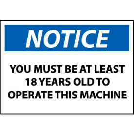 Machine Labels - Notice You Must Be 18 Years Old To Operate This Machine