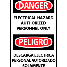 Bilingual Machine Labels - Danger Electrical Hazard Authorized Personnel Only