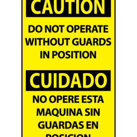 Bilingual Machine Labels - Caution Do Not Operate Without Guards In Position