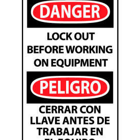 Bilingual Machine Labels - Danger Lockout Before Working On Equipment