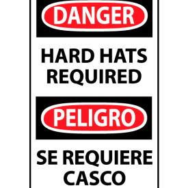 Bilingual Machine Labels - Danger Hard Hats Required